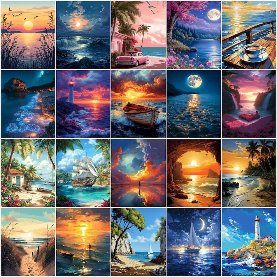 Painting Paints By Numbers sea - Photography Design 评论和价格
